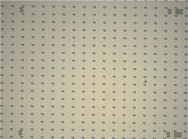 LED locations, or traps, are patterned on the substrate.
